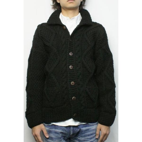 ARTESANIA ニットカーディガン　ケーブルニット　エクアドルニット redwood_arte-wng-blk