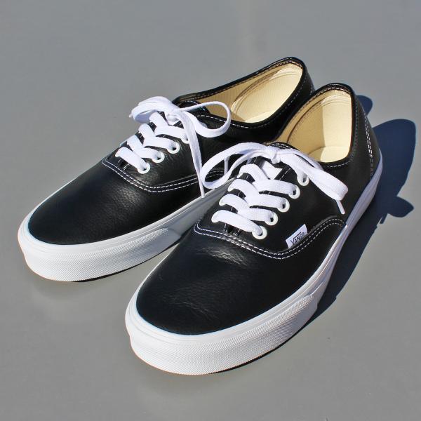 VANS ヴァンズ AUTHENTIC オーセンティック LEATHER レザー SKATE SHOES スケートシューズ VN000CRTBPA BLACK/TRUEWHITE 26cm-28cm 送料無料！