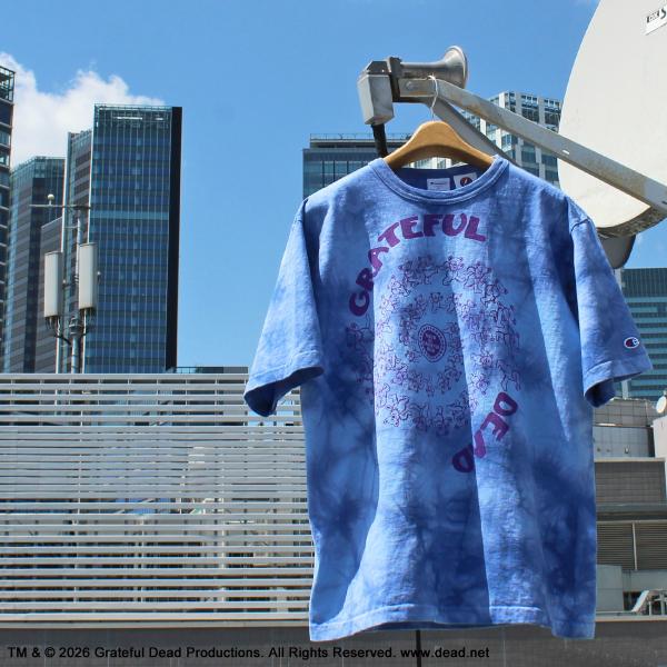 Champion Made In U.S.A.　C5-D308 Grateful Dead グレイトフル デッド T1011 Tie-dye ムラ染め SHORTSLEEVE TEE 半袖 Tシャツ アメリカ製 322 LIGHTBLUE