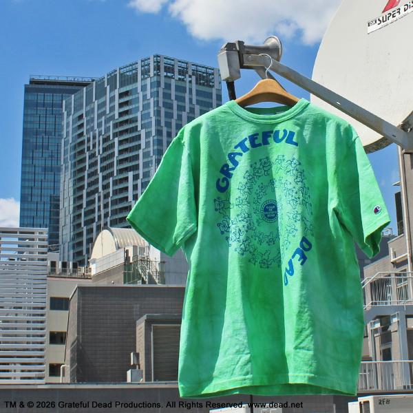 Champion Made In U.S.A.　C5-D308 Grateful Dead グレイトフル デッド T1011 Tie-dye ムラ染め SHORTSLEEVE TEE 半袖 Tシャツ アメリカ製 510 PALEGREEN