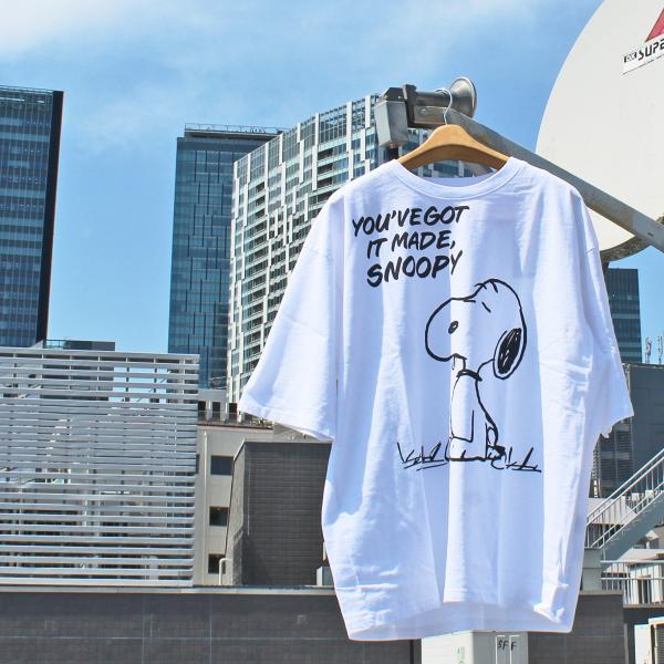 JOHNBULL　JT261C01 Artist t-shirt アーティストTシャツ　PEANUTS ピーナッツ　SNOOPY t-shirt　スヌーピーTシャツ　You've got it made, SNOOPY　WHITE
