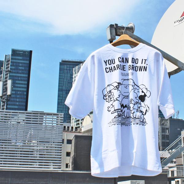 JOHNBULL　JT261C03 Artist t-shirt アーティストTシャツ　PEANUTS ピーナッツ　SNOOPY t-shirt　スヌーピーTシャツ　YOU CAN DO IT, CHARLIE BROWN　WHITE