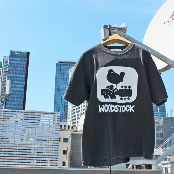 JOHNBULL　JT262C18 Artist t-shirt アーティストTシャツ　WOODSTOCK t-shirt ウッドストック Tシャツ　rock fes t-shirt ロックフェスTシャツ　BLACK