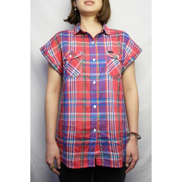 リー Lee / レディース LS7233 FRENCH SLEEVE SHIRT  フレンチスリーブ シャツ マドラスチェック (09 Red) レッド SALE!!