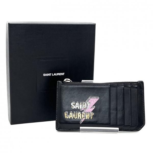 SAINT LAURENT スタッズ小銭入れ SAINT LAURENT（サンローラン）スタッズロゴ ジップカードケース