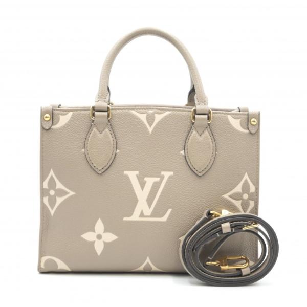 LOUIS VUITTON オンザゴーPM 2WAYバッグ グレージュ LOUIS VUITTON（ルイ・ヴィトン） オンザゴー PM 2WAYハンドバッグ