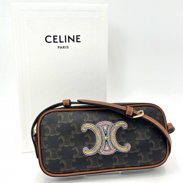 ⭐︎未使用⭐︎CELINE⭐︎ミニカメラ　トリオンフ　ポーチバック　ブラウン CELINE（セリーヌ） トリオンフ ミニカメラバッグ PVC レザー ブラウン