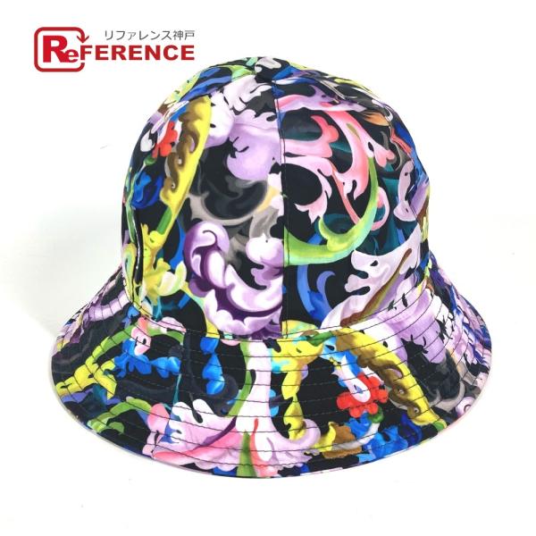 美品 VERSACE ヴェルサーチ 総柄 ハット帽 帽子 バケットハット ボブハット ハット マルチカラー レディース【中古】