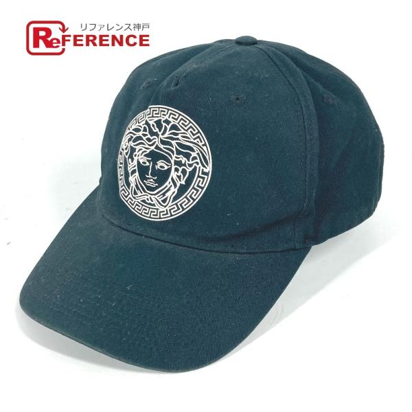 VERSACE ヴェルサーチ メデューサ ロゴ 帽子 キャップ帽 ベースボール バイカラー キャップ ブラック ユニセックス【中古】
