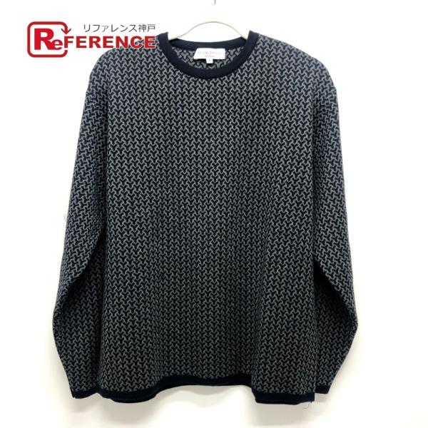 YVES SAINT LAURENT イヴ・サンローラン Y総柄 アパレル トップス 長袖 ヴィンテージ セーター ネイビー メンズ【中古】