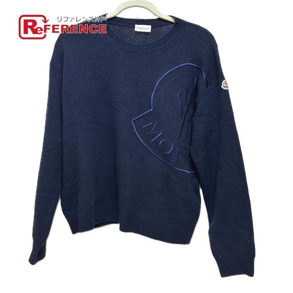 MONCLER モンクレール C-TIND-23-298 ロゴ刺繍 長袖 アパレル セーター ネイビー レディース【中古】