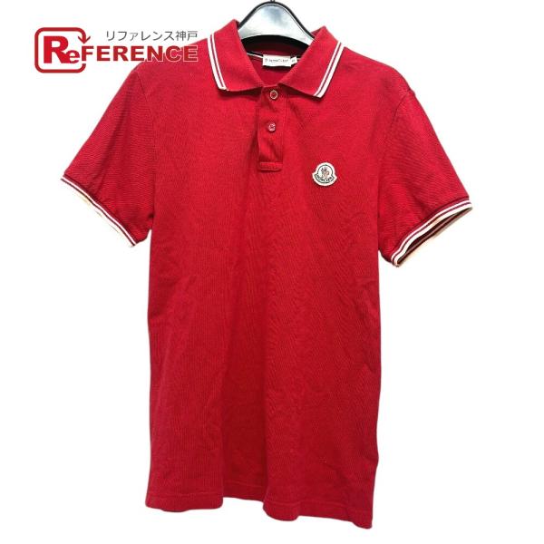 MONCLER モンクレール ワッペン 半袖 ポロシャツ レッド メンズ【中古】