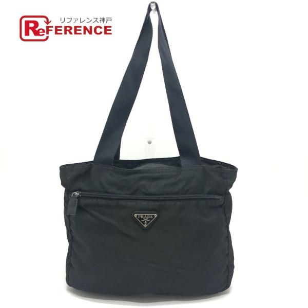 PRADA プラダ トライアングルプレート 肩掛け ショルダーバッグ カバン トートバッグ ブラック レディース【中古】