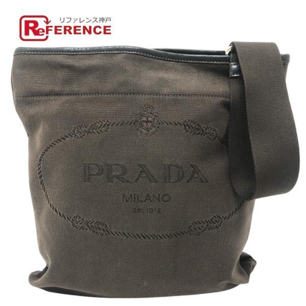 PRADA プラダ VA0655 ロゴ ジャガード カバン 斜め掛け 肩掛け ポシェット ワンショルダー ショルダーバッグ ブラウン レディース【中古】