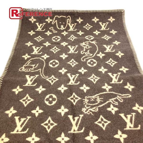ルイヴィトン LOUIS VUITTON クヴェルチュール スモール キャットグラム MP2260 毛布 インテリア 猫 アニマル ブランケット ウール ブラウン reference_155406-21956-1