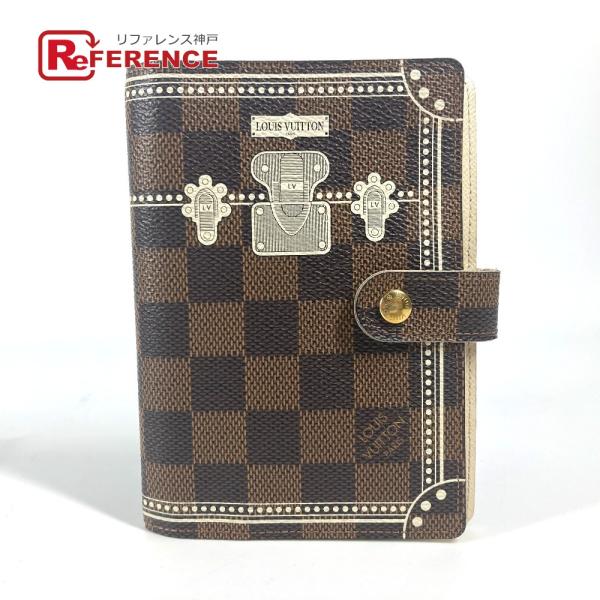 LOUIS VUITTON ルイヴィトン アジェンダPM トランク柄 ロゴ柄 システム手帳 ステーショナリー ダミエ 手帳カバー エベヌ【中古】