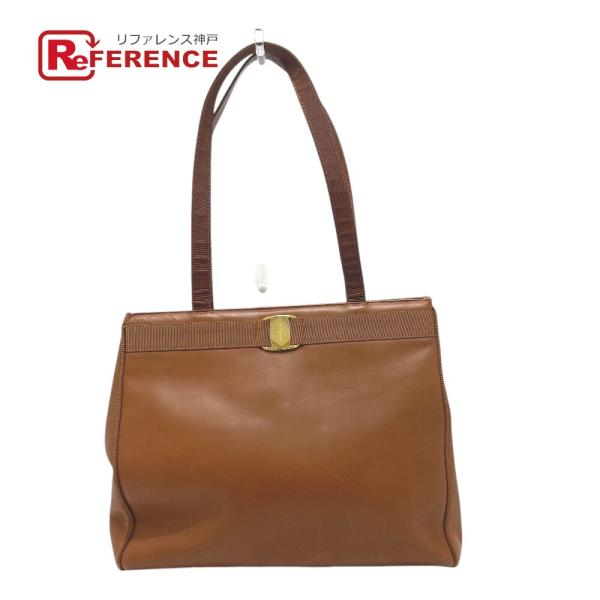 Salvatore Ferragamo サルヴァトーレフェラガモ ヴァラ カバン バッグ ハンドバッグ トートバッグ ブラウン レディース【中古】