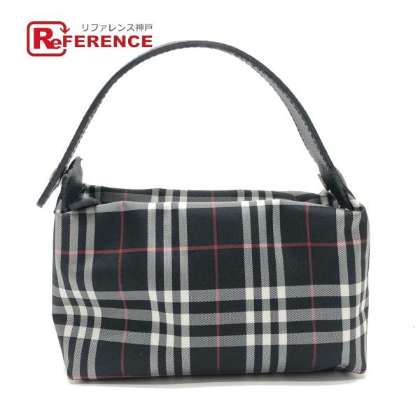 BURBERRY バーバリー チェック柄 化粧ポーチ ロンドン ポーチ ブラック レディース【中古】