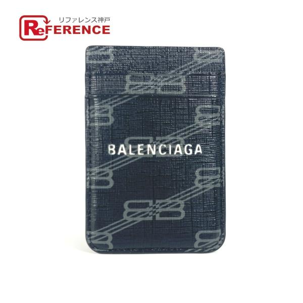 美品 BALENCIAGA バレンシアガ 675835 ロゴ magsafe マグセーフ 名刺入れ パスケース カードケース ブラック ユニセックス【中古】