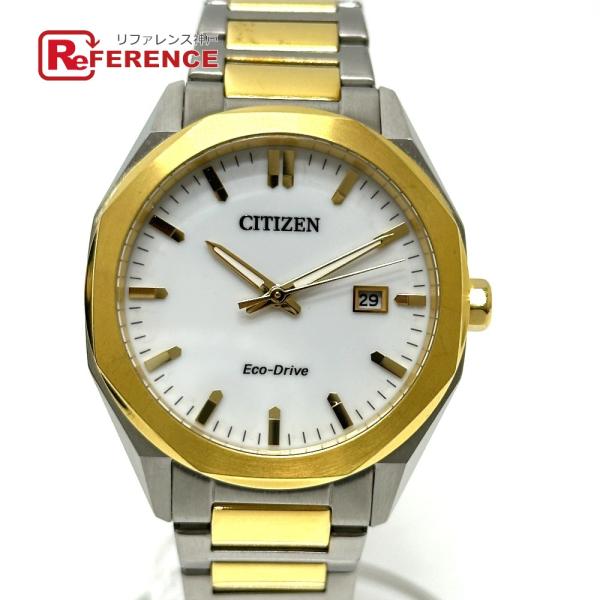 CITIZEN シチズン E111-008TT02 エコドライブ　 ソーラー コンビ アナログ 腕時計 シルバー メンズ【中古】
