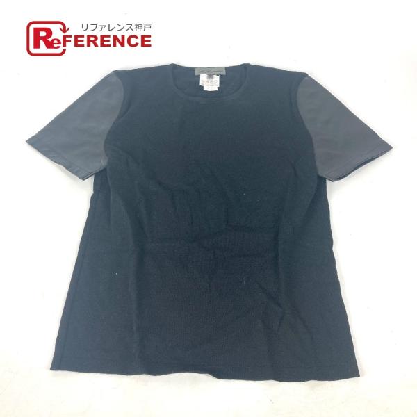 Les Copains レコパン アパレル Ｔシャツ 半袖 クルーネック トップス レザー カットソー ブラック レディース【中古】