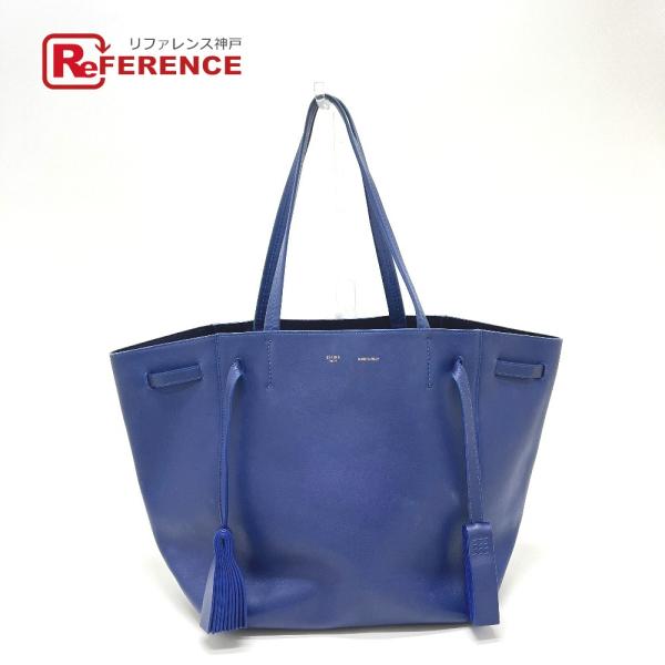 CELINE セリーヌ カバファントム タッセル カバン バッグ トートバッグ ブルー レディース【中古】