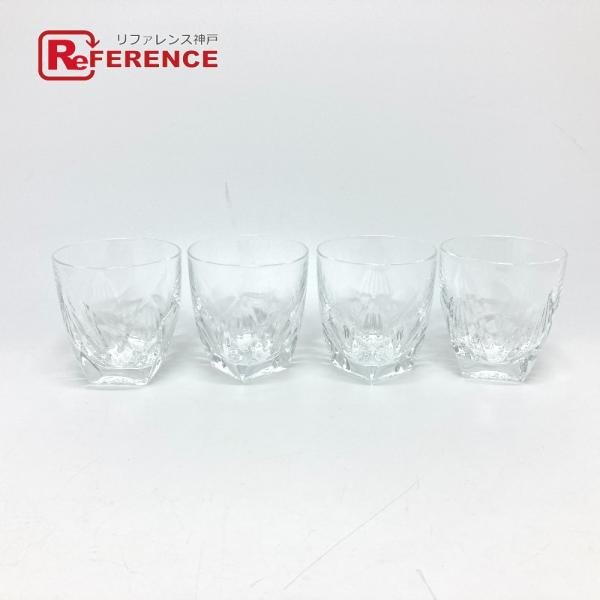 未使用 no brand ノーブランド アデリカ カット調 クリスタル 4セット コップ グラス ロックグラス クリア ユニセックス【中古】