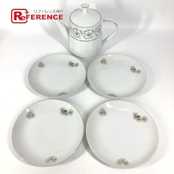 未使用  ノリタケ ポット 深川製磁 お皿 4枚 セット 食器 洋食器 陶器 プレート 6501 ピカデリー お皿 ホワイト レディース【中古】