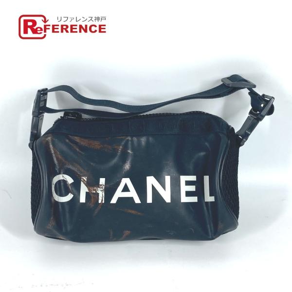 CHANEL シャネル ロゴ 肩掛 カバン 筒形 スポーツ ショルダーバッグ ブラック レディース【中古】