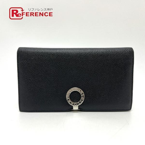 BVLGARI ブルガリ 33745 ブルガリブルガリ ロゴクリップ 2つ折り財布 財布 ウォレット 長財布 ブラック レディース【中古】