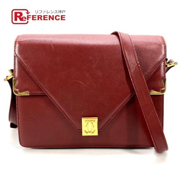 CARTIER カルティエ マストライン ロゴ ヴィンテージ ショルダーバッグ ボルドー レディース【中古】