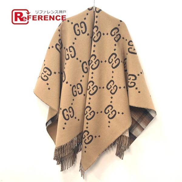 GUCCI グッチ 553118 GGウール リバーシブル チェック ポンチョ