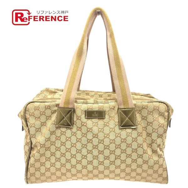 GUCCI グッチ 153240 GGキャンバス カバン スクエア 肩掛け トートバッグ トラベルバッグ ボストンバッグ ベージュ レディース【中古】