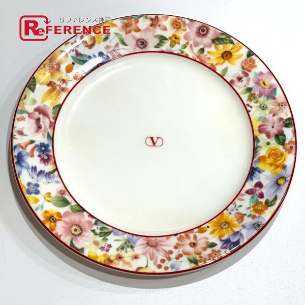 VALENTINO ヴァレンティノ 花柄 プレート お皿 ホワイト ユニセックス【中古】