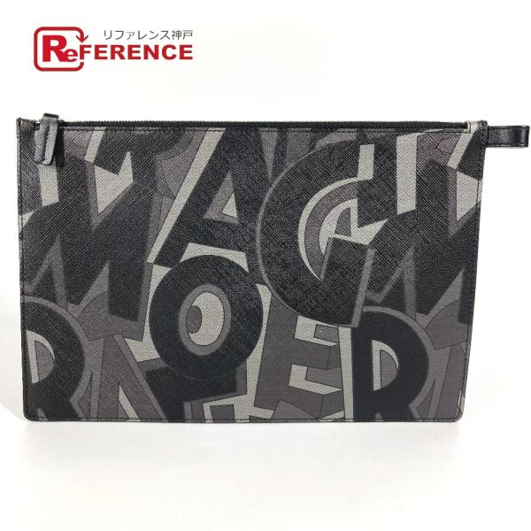 Salvatore Ferragamo サルヴァトーレフェラガモ 総柄 ロゴ ポーチ カバン クラッチバッグ ブラック メンズ【中古】