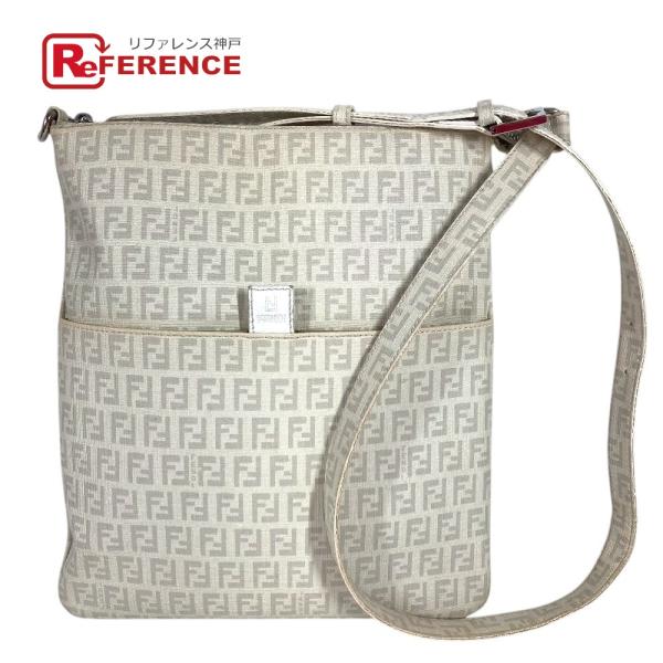 FENDI フェンディ 8BT151 ズッキーノ ロゴ 斜め掛け ポシェット カバン ショルダーバッグ ホワイト ユニセックス【中古】