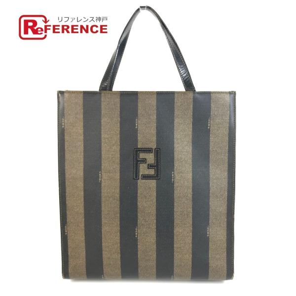 FENDI フェンディ ペカン ロゴ ストライプ カバン トートバッグ 縦型トート ヴィンテージ ハンドバッグ カーキ ユニセックス【中古】