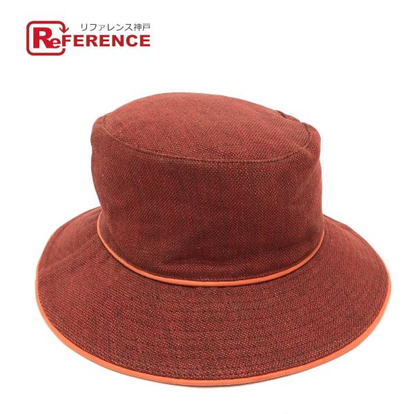 HERMES エルメス ファッション小物 帽子 ハット帽 ハット リネン ボルドー系 メンズ【中古】