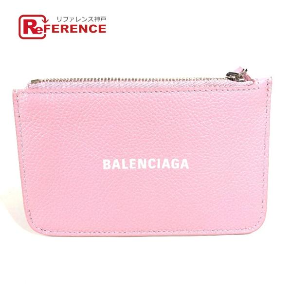 美品 BALENCIAGA バレンシアガ 637130 ロゴ カードケース  名刺入れ パスケース コインケース ピンク レディース【中古】