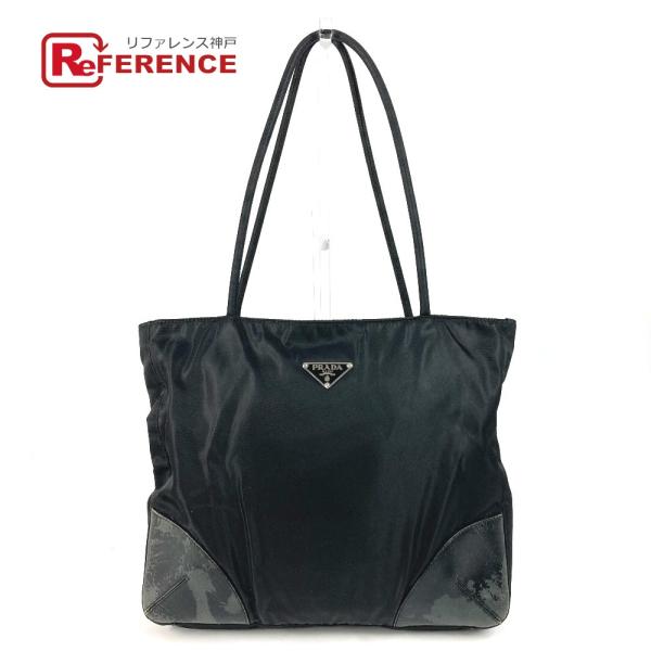 PRADA プラダ トライアングルロゴ 三角ロゴ プレート カバン 肩掛け トートバッグ ショルダーバッグ ブラック ユニセックス【中古】