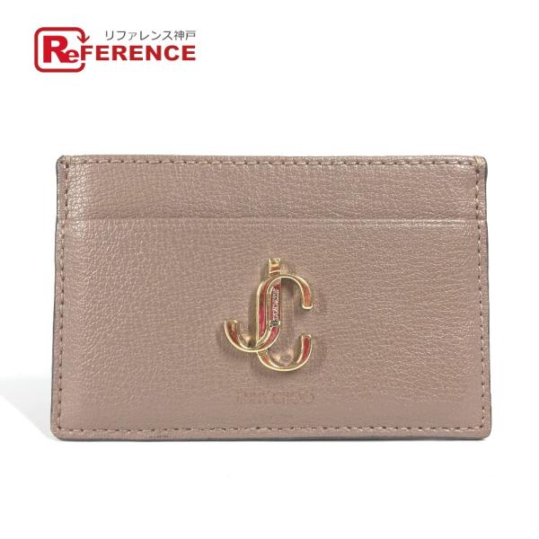 JIMMY CHOO ジミーチュウ JC ロゴ 名刺入れ パスケース  カードケース ベージュ系 ユニセックス【中古】