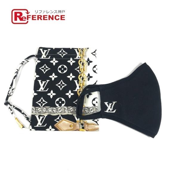 美品 LOUIS VUITTON ルイヴィトン M76748 マスク マイユ マスク＆巾着ポーチセット モノグラム マスク ブラック ユニセックス【中古】