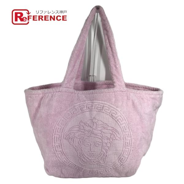 VERSACE ヴェルサーチ メデューサ ロゴ ビッグ トートバッグ カバン 肩掛け ボストンバッグ ショルダーバッグ ピンク ユニセックス【中古】