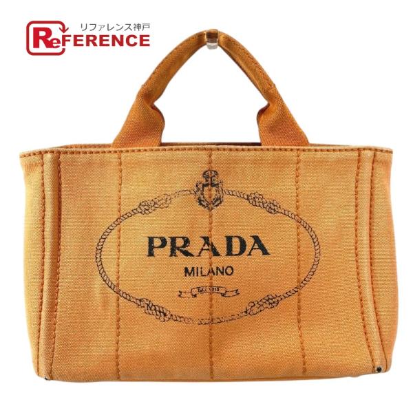 PRADA プラダ カナパ ロゴ カバン ハンドバッグ サッチェルバッグ ハンドバッグ オレンジ レディース【中古】