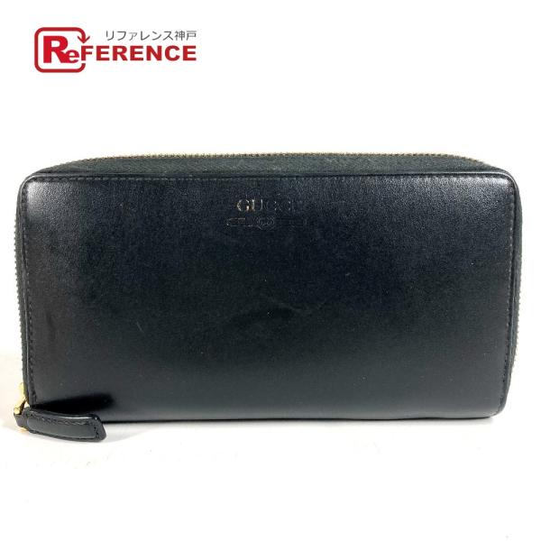 GUCCI グッチ 547591 ロゴ ロングウォレット ラウンドファスナー 長財布 ブラック ユニセックス【中古】