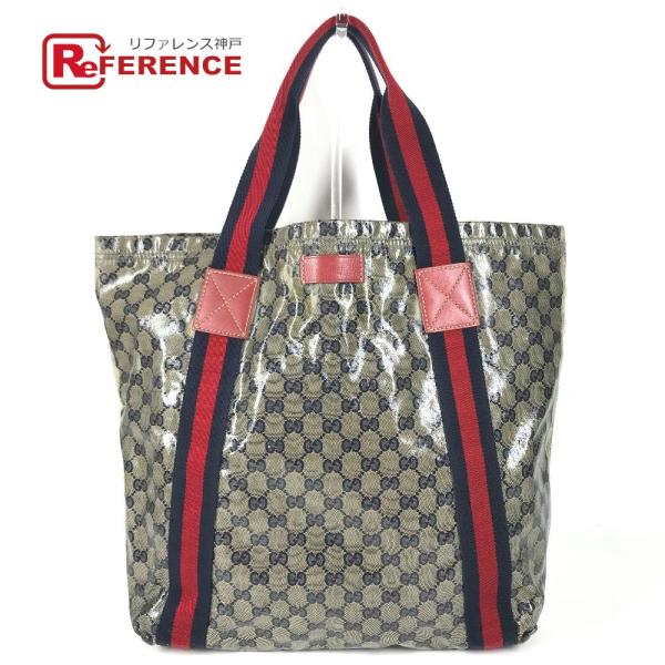 GUCCI グッチ 189669 GG ロゴ カバン トートバッグ 肩掛け 縦型トート ショルダーバッグ ネイビー ユニセックス【中古】