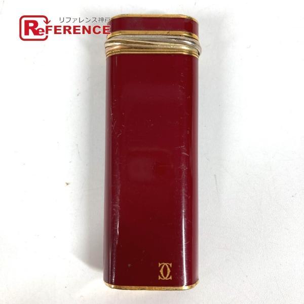 CARTIER カルティエ ロゴ トリニティ 喫煙具 タバコ 煙草 ライター ワインレッド系 ユニセックス【中古】