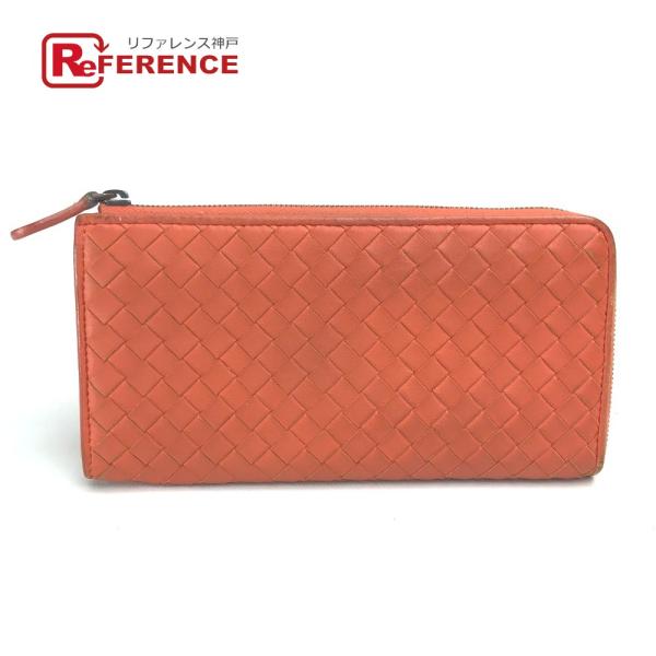BOTTEGA VENETA ボッテガヴェネタ イントレチャート L字ファスナー 長財布 ファッション小物 レザー オレンジ