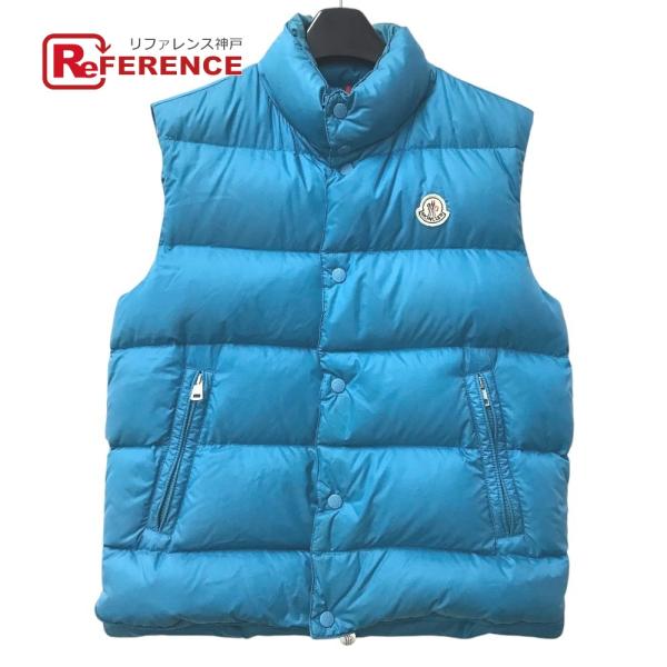 MONCLER モンクレール ロゴ ワッペンベスト アパレル アウター 袖なし ベスト ダウンベスト ブルー メンズ【中古】
