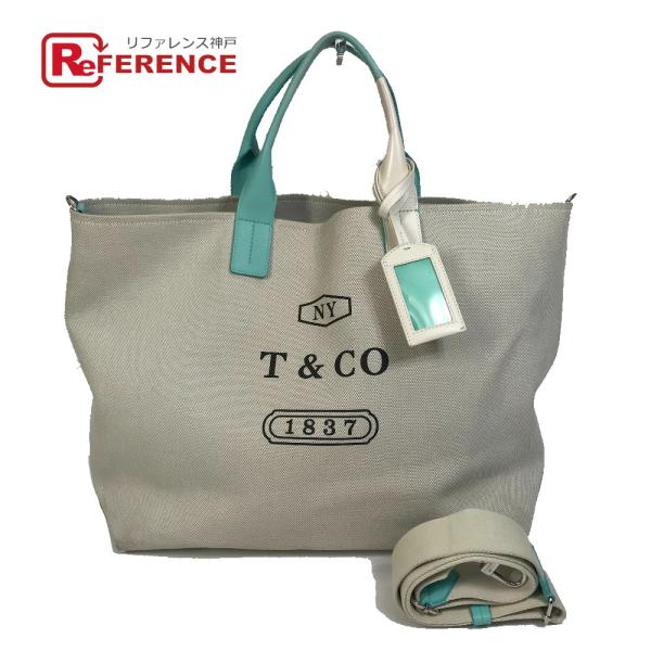 TIFFANY&Co. ティファニー ロゴ 鞄 トートバッグ キャンバス/レザー 